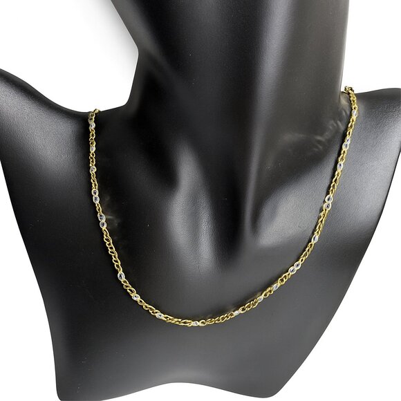 Vintage Signed RCI Italy 925 Sterling Silver Two-Tone Diamond Cut 18” Necklace - Picture 8 of 8